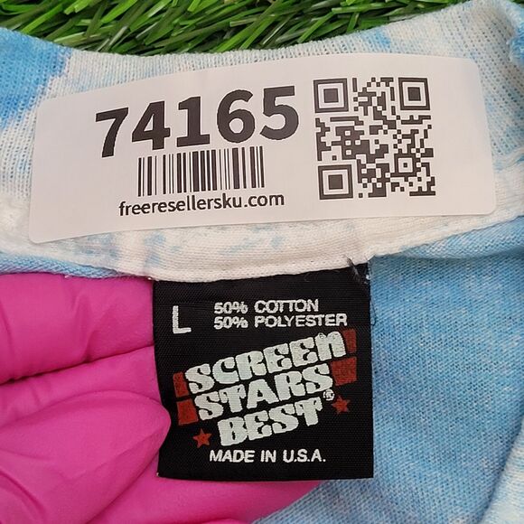 Vintage 90s Screen-Stars Shirt Womens M/L 19x26 Blue - Picture 8 of 10